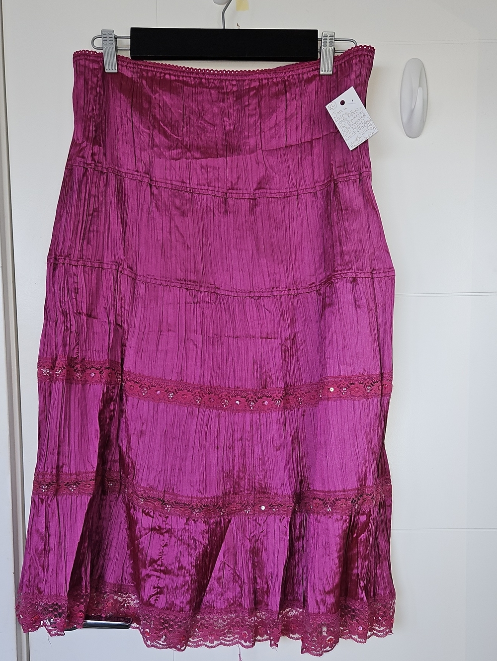 Women's Fuchsia Tiered Midi Skirt